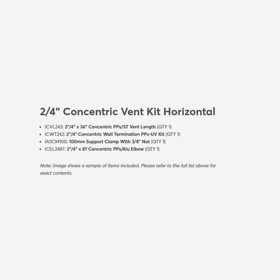 2_4in Concentric Vent Kit Horizontal / kit contents v2