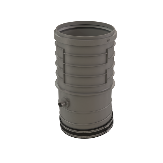 InnoFlue single wall appliance adaptor w/condensate drain & VIB 12" to 12" PPs grey