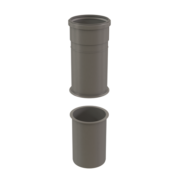 InnoFlue single wall flanged adaptor for damper 8" PPs grey