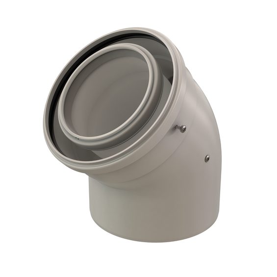 InnoFlue concentric elbow 4"/6" x 45 PPs/Alu white