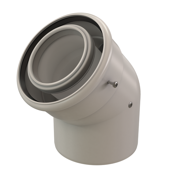 InnoFlue concentric elbow 3"/5" x 45 PPs/Alu white