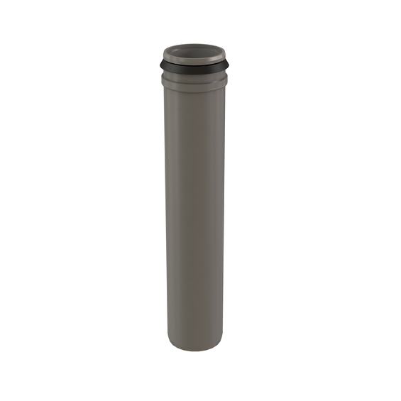 InnoFlue single wall termination adaptor long w/gasket 2" PPs grey