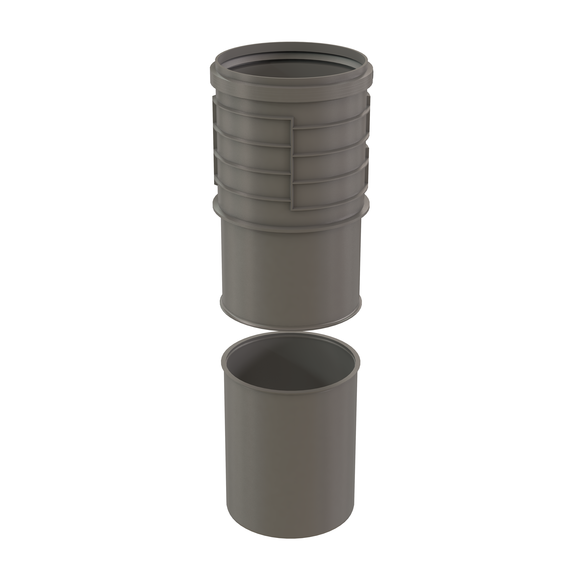 InnoFlue single wall flanged adaptor for damper 12" PPs grey